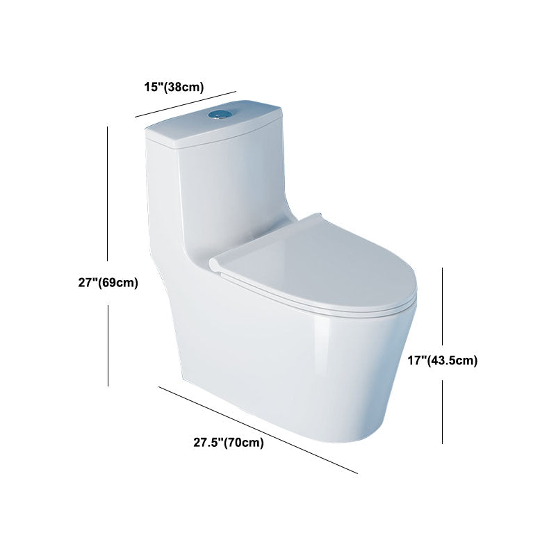 White Elongated One-Piece Toilet Siphon Jet Water Saving Flush Toilet with Toilet Seat