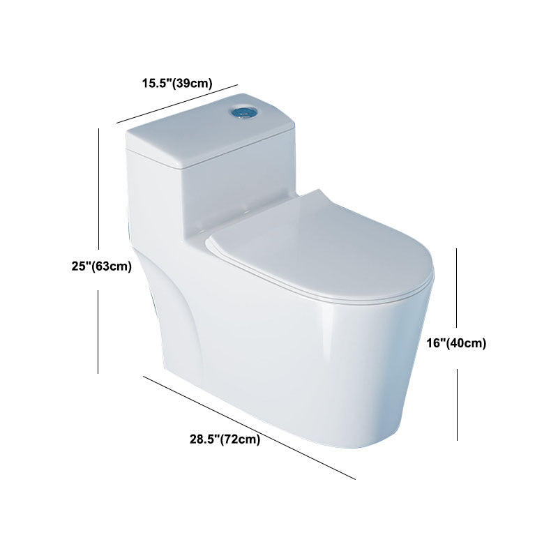 White Elongated One-Piece Toilet Siphon Jet Water Saving Flush Toilet with Toilet Seat