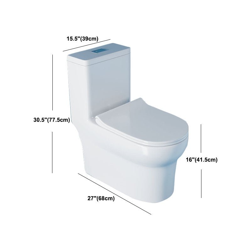 White Elongated One-Piece Toilet Siphon Jet Water Saving Flush Toilet with Toilet Seat