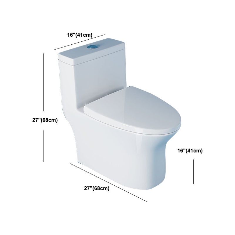 White Elongated One-Piece Toilet Siphon Jet Water Saving Flush Toilet with Toilet Seat