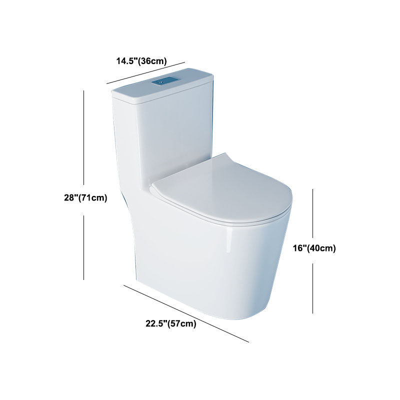 White Elongated One-Piece Toilet Siphon Jet Water Saving Flush Toilet with Toilet Seat