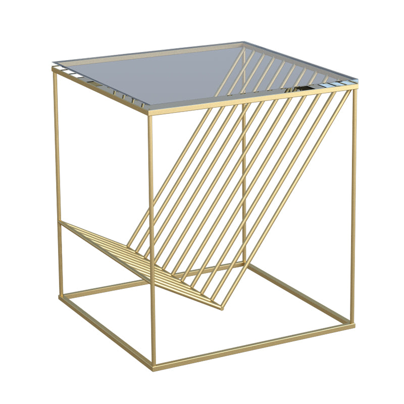 Modern Accent Table Nightstand Glass Night Table with Shelves ,19.7" Tall