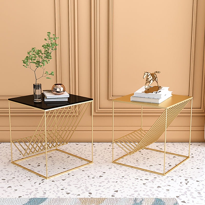 Modern Accent Table Nightstand Glass Night Table with Shelves ,19.7" Tall