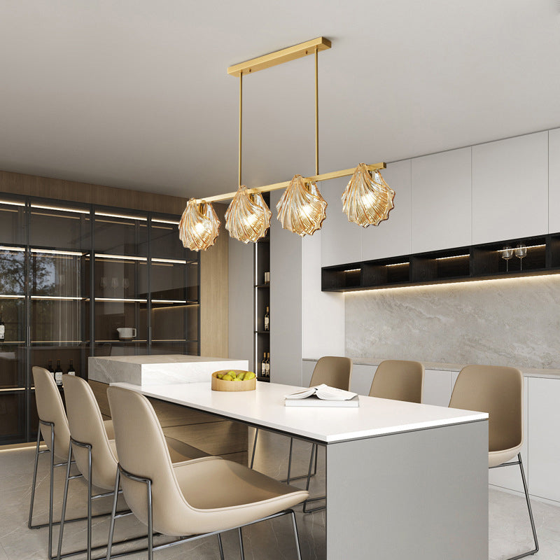 Glass Shell Shape Chandelier Light Modern Style Multi Lights Chandelier Light Fixture