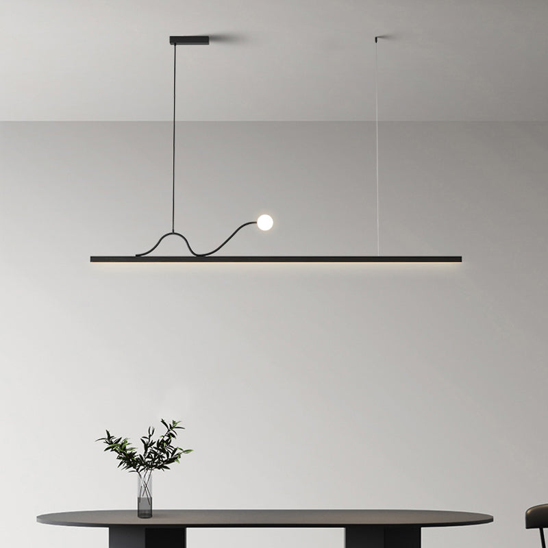 Black LED Island Light Modern Style Island Hanging Lamp with Acrylic Shade for Dining Room