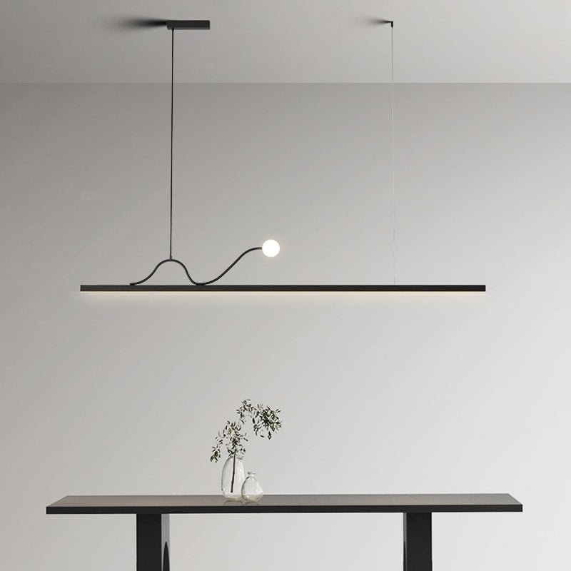 Black LED Island Light Modern Style Island Hanging Lamp with Acrylic Shade for Dining Room