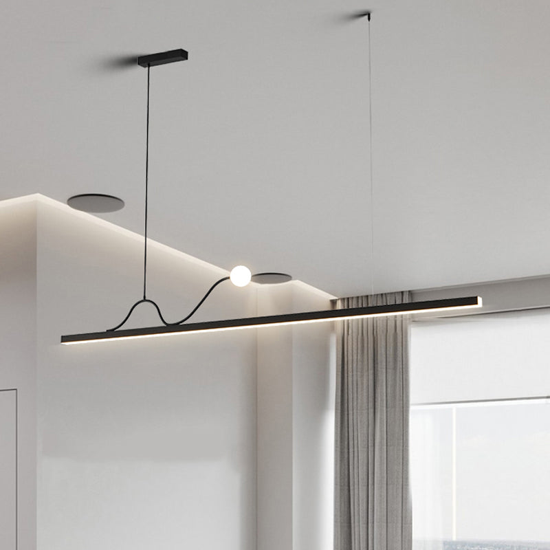 Black LED Island Light Modern Style Island Hanging Lamp with Acrylic Shade for Dining Room