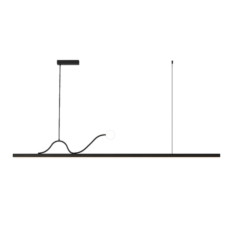 Black LED Island Light Modern Style Island Hanging Lamp with Acrylic Shade for Dining Room