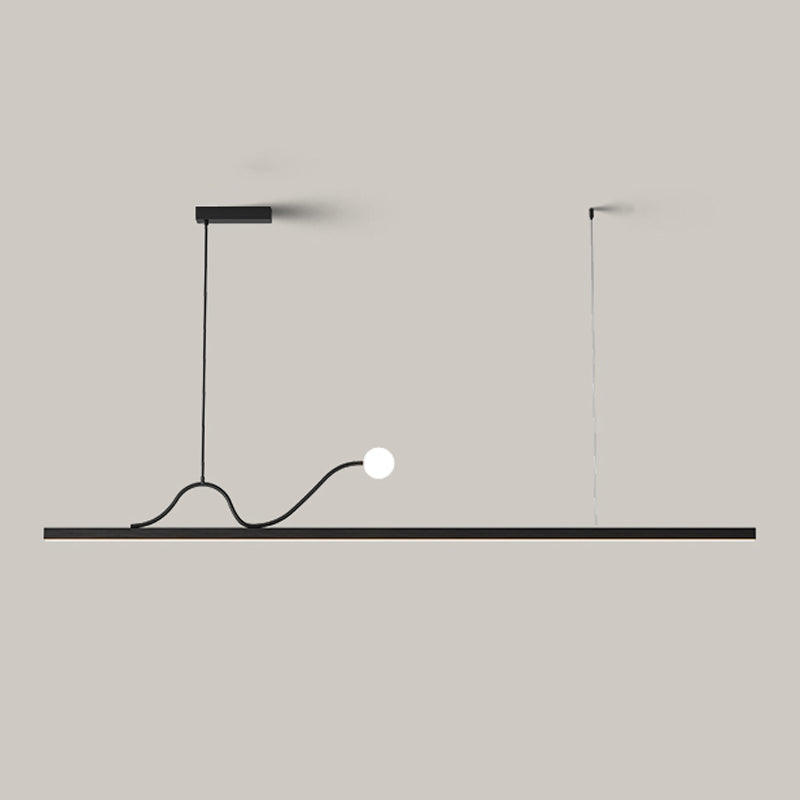 Black LED Island Light Modern Style Island Hanging Lamp with Acrylic Shade for Dining Room