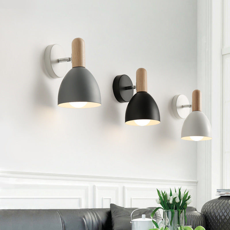 Nordic Style Iron Wall Mount Light Bell Shape Colorful Wall Lamp for Living Room