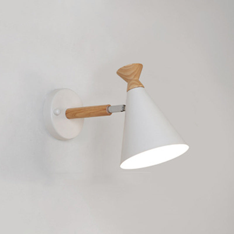 Nordic Style Iron Wall Mount Light Cone Shape Colorful Wall Lamp for Living Room