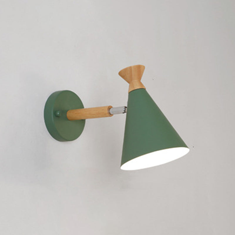 Nordic Style Iron Wall Mount Light Cone Shape Colorful Wall Lamp for Living Room