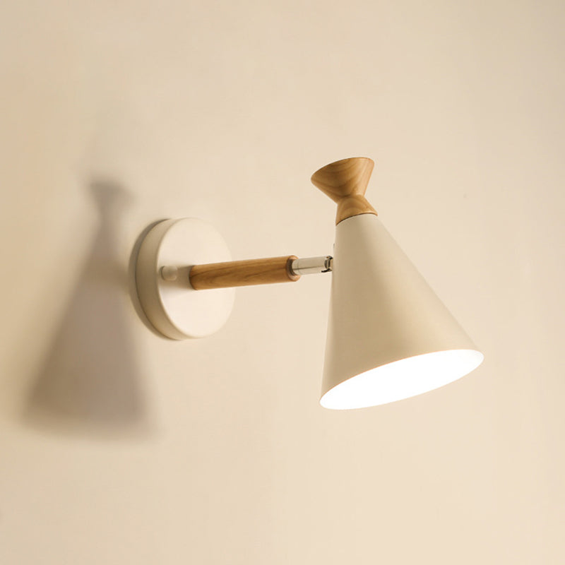 Nordic Style Iron Wall Mount Light Cone Shape Colorful Wall Lamp for Living Room
