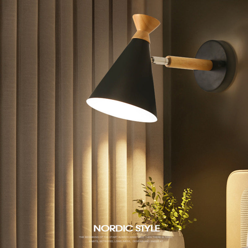 Nordic Style Iron Wall Mount Light Cone Shape Colorful Wall Lamp for Living Room