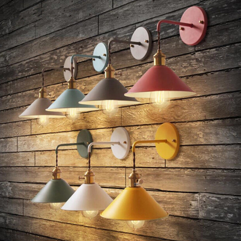 Nordic Style Wall Mount Light Cone Shape Colorful Wall Lamp for Living Room