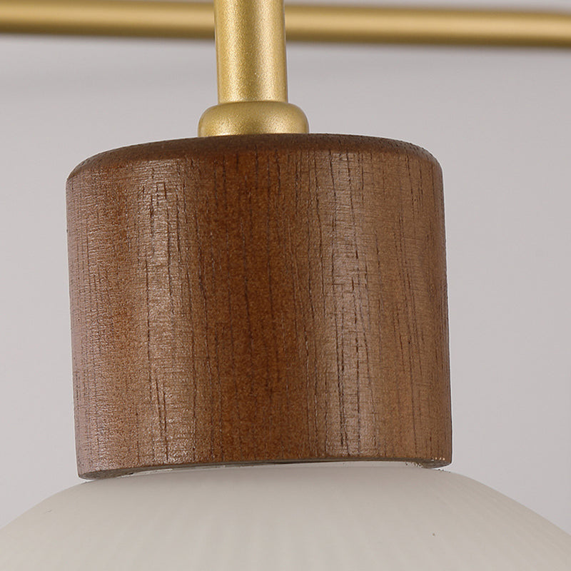 1-Light Wall Lamp Modern Wooden Wall Mount Lamp with Glass Shade for Living Room