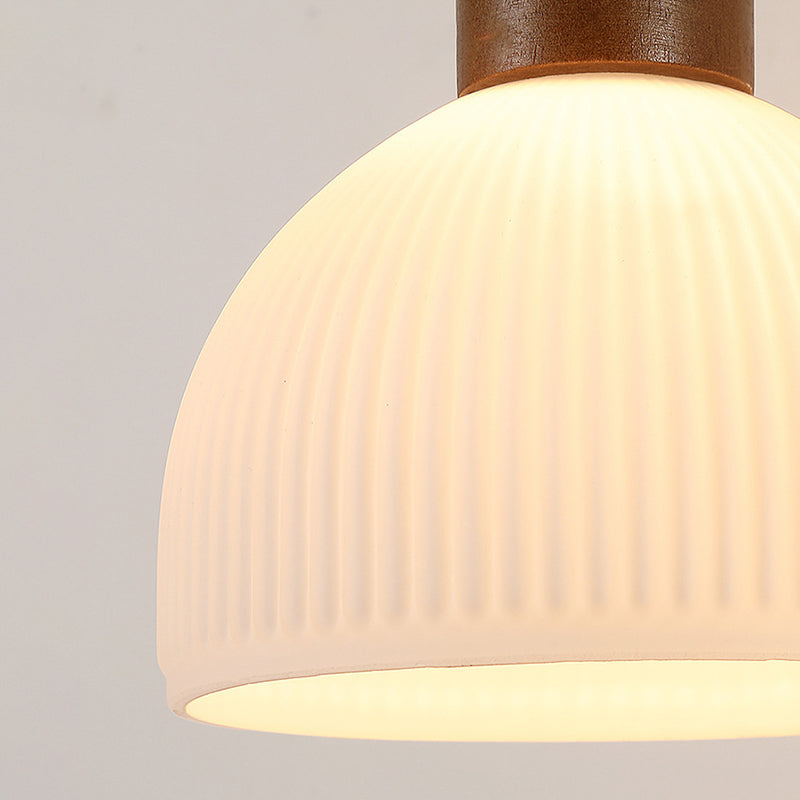 1-Light Wall Lamp Modern Wooden Wall Mount Lamp with Glass Shade for Living Room