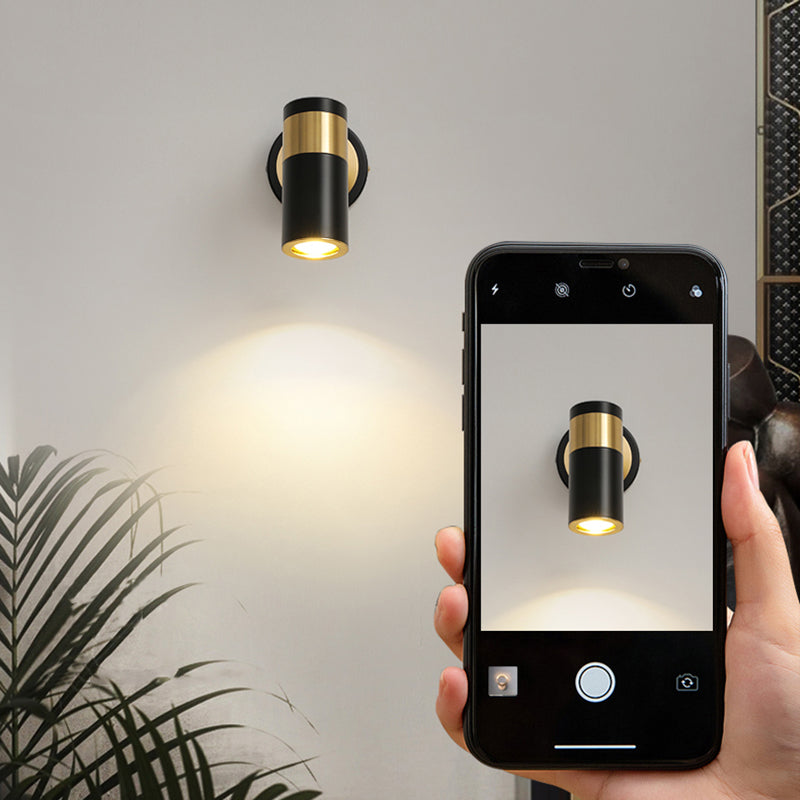 Modern Simple Metal Wall Light Cylinder Shape Rotatable Wall Lamp for Living Room
