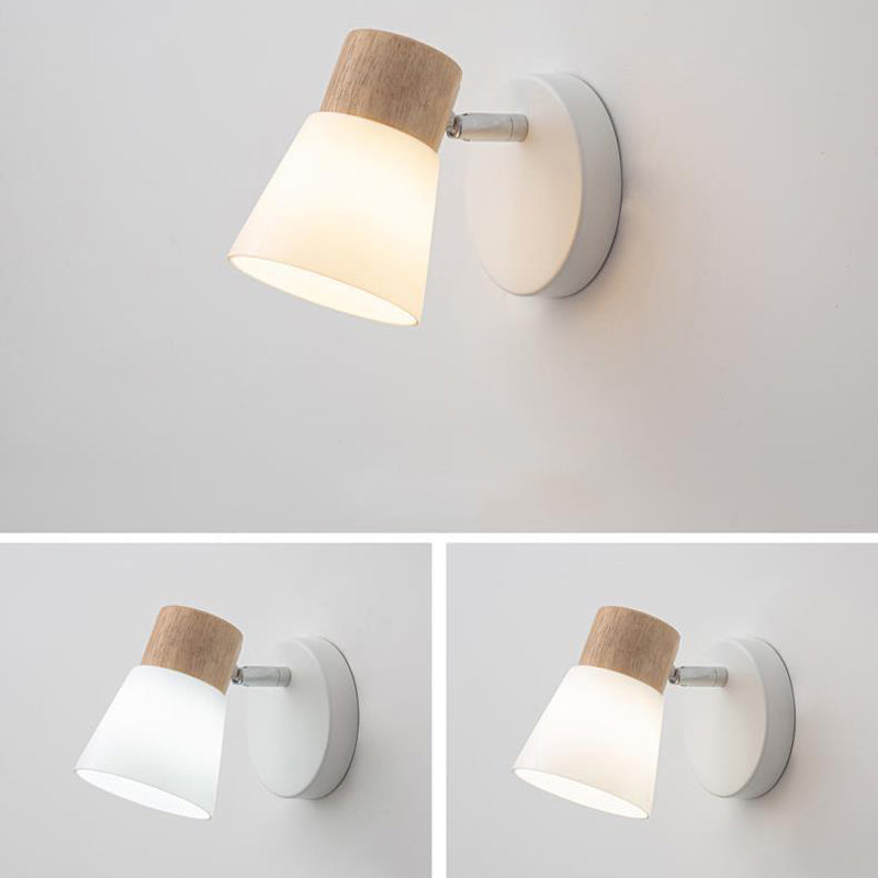 Modern Bell Vanity Wall Light Fixtures Wood Vanity Lights in White