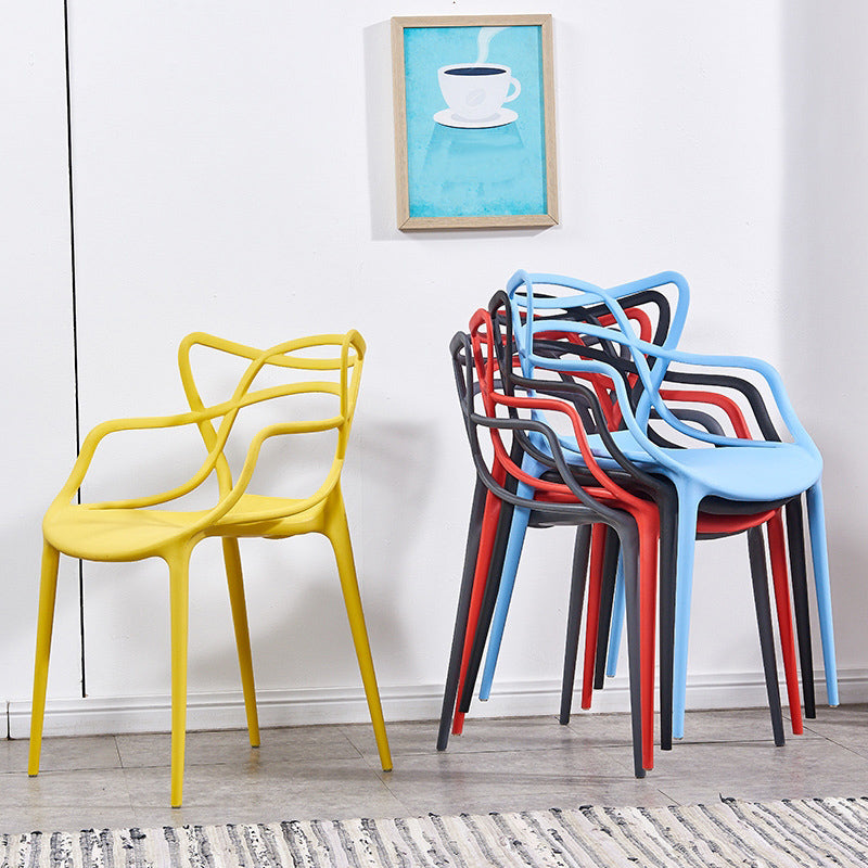 Contemporary Style Armless Chair Plastic Open Back Side Chair for Dining Room