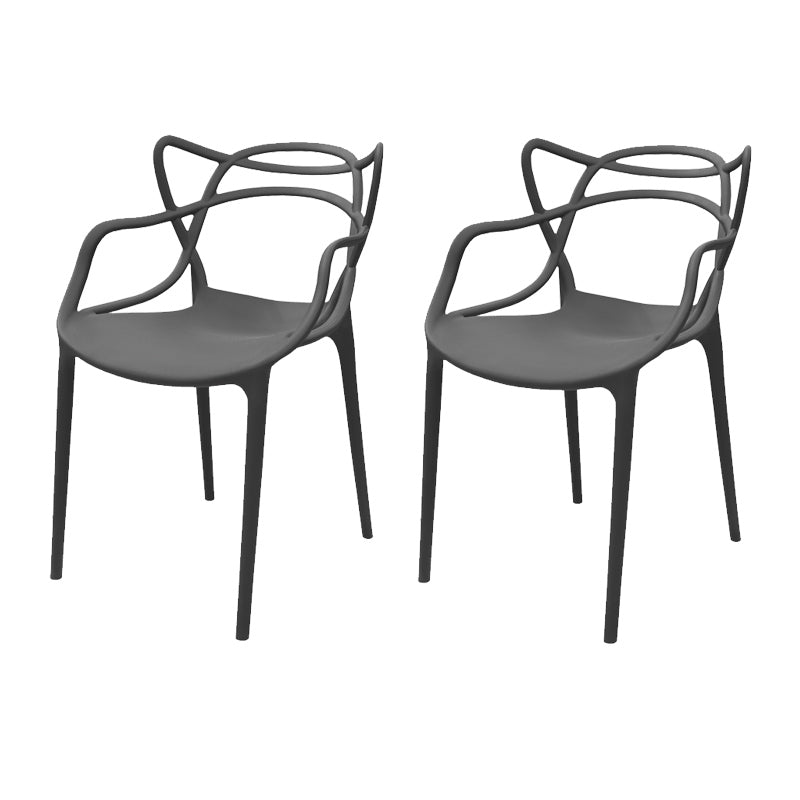 Contemporary Style Armless Chair Plastic Open Back Side Chair for Dining Room