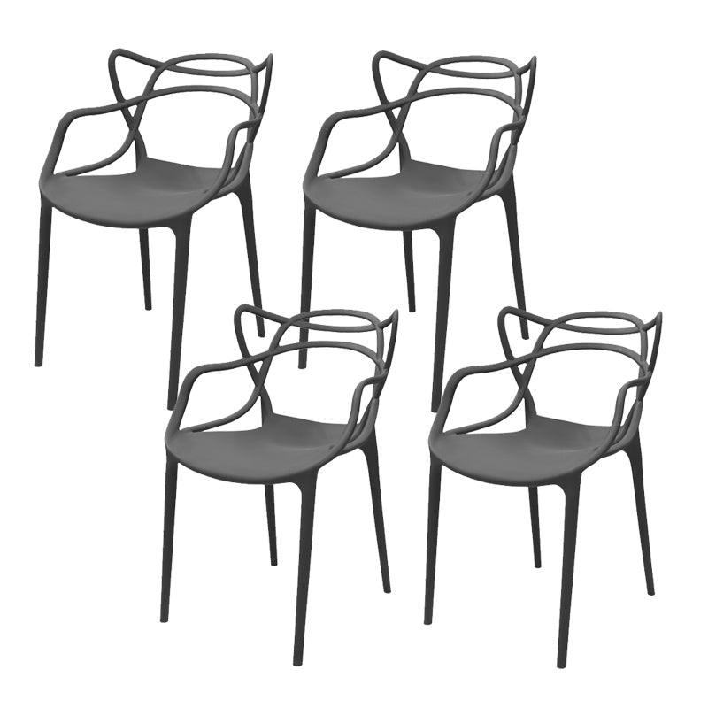 Contemporary Style Armless Chair Plastic Open Back Side Chair for Dining Room