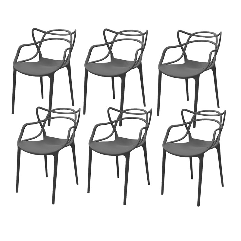 Contemporary Style Armless Chair Plastic Open Back Side Chair for Dining Room