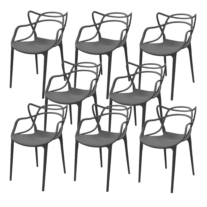 Contemporary Style Armless Chair Plastic Open Back Side Chair for Dining Room