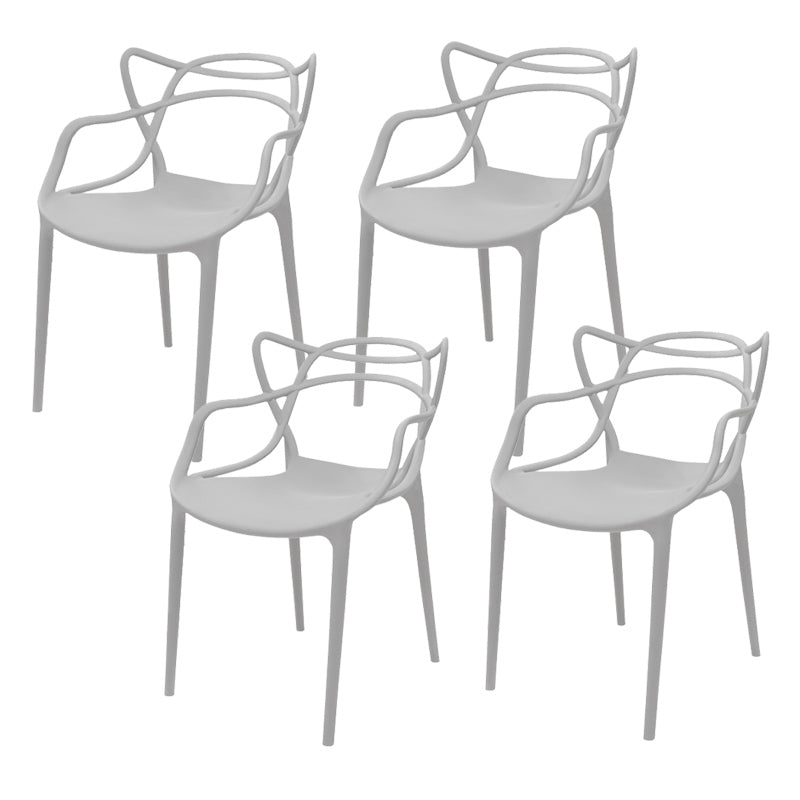 Contemporary Style Armless Chair Plastic Open Back Side Chair for Dining Room