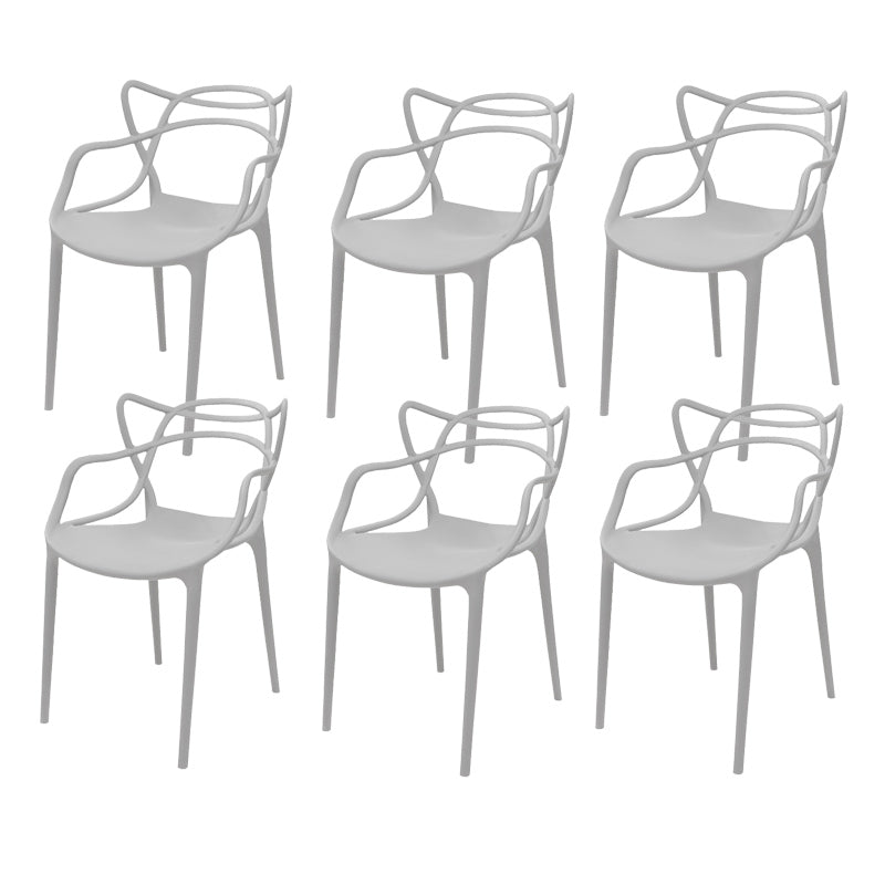 Contemporary Style Armless Chair Plastic Open Back Side Chair for Dining Room