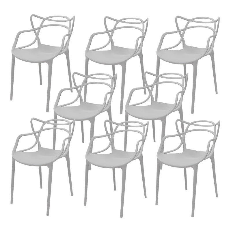 Contemporary Style Armless Chair Plastic Open Back Side Chair for Dining Room