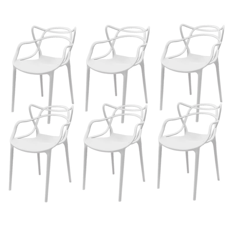Contemporary Style Armless Chair Plastic Open Back Side Chair for Dining Room