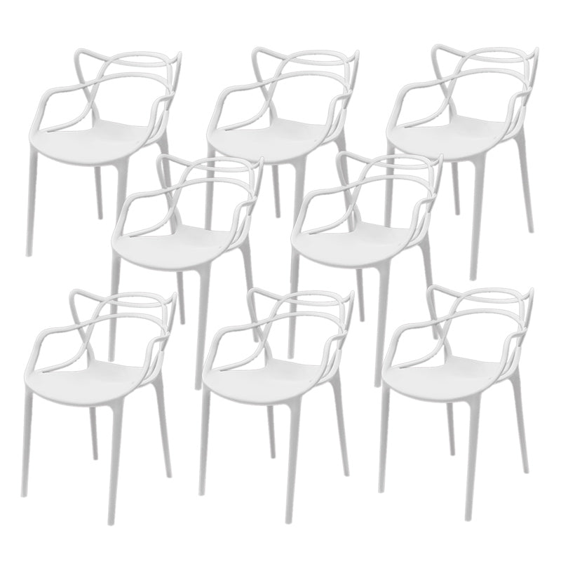 Contemporary Style Armless Chair Plastic Open Back Side Chair for Dining Room