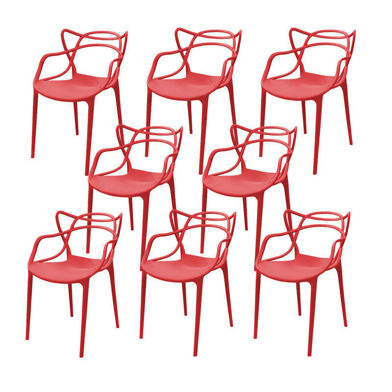 Contemporary Style Armless Chair Plastic Open Back Side Chair for Dining Room