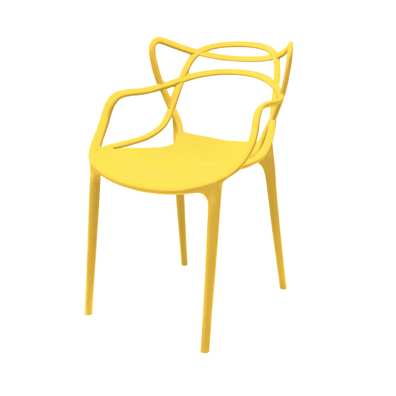 Contemporary Style Armless Chair Plastic Open Back Side Chair for Dining Room
