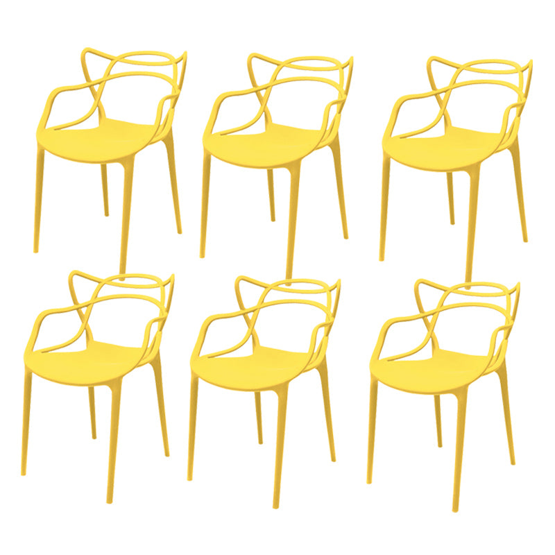 Contemporary Style Armless Chair Plastic Open Back Side Chair for Dining Room