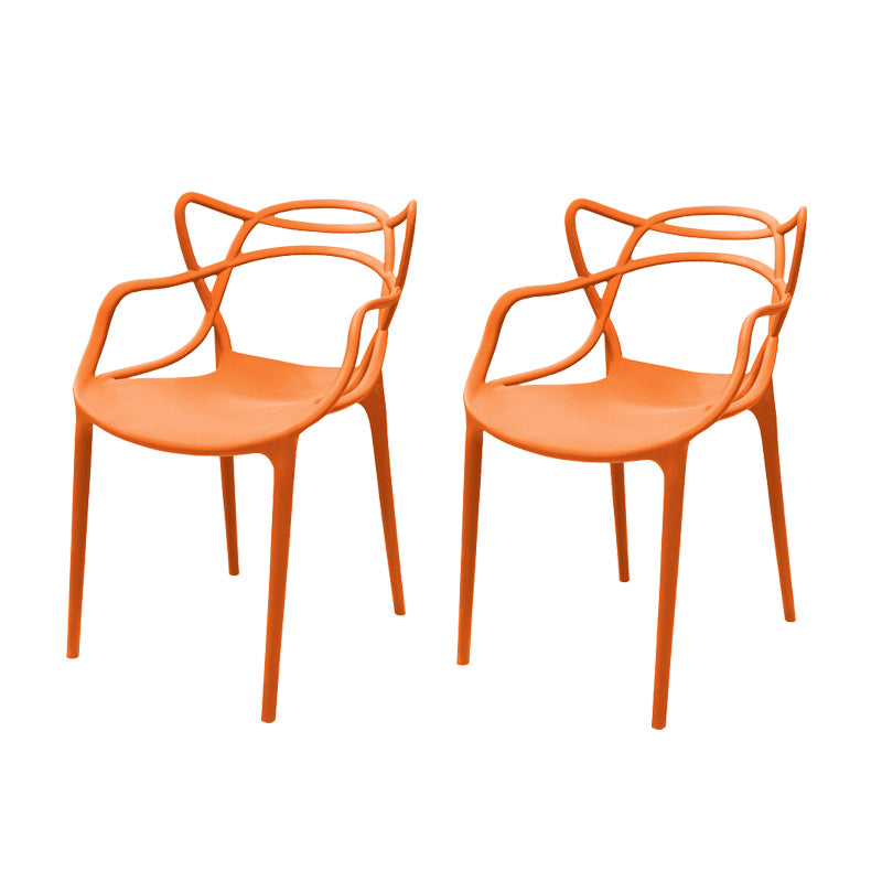 Contemporary Style Armless Chair Plastic Open Back Side Chair for Dining Room