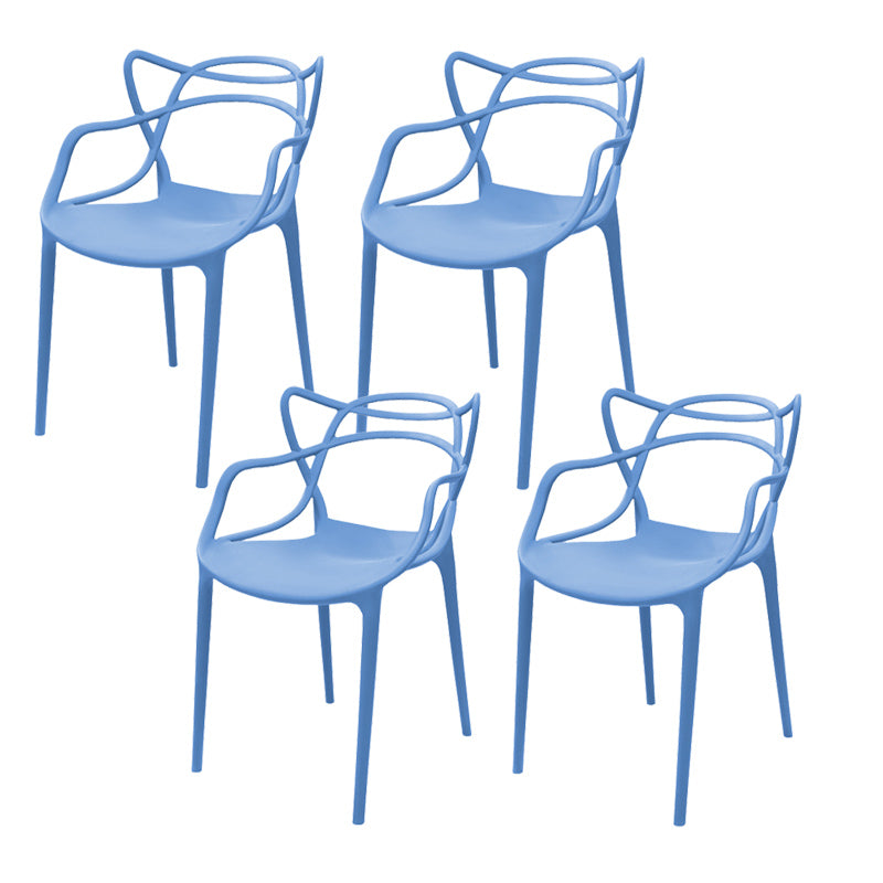 Contemporary Style Armless Chair Plastic Open Back Side Chair for Dining Room