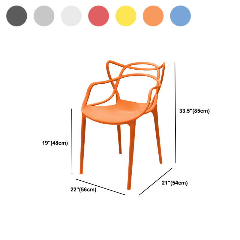 Contemporary Style Armless Chair Plastic Open Back Side Chair for Dining Room