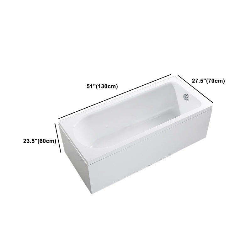 Modern Acrylic Home Bathtub Freestanding Rectangular Tub in White