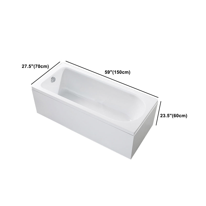 Modern Acrylic Home Bathtub Freestanding Rectangular Tub in White