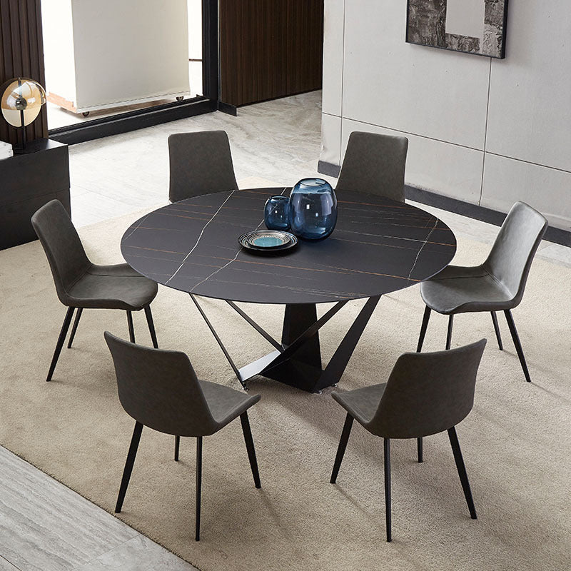 Modern Style Round Stone Table Set 1/2/3/4/7 Pieces Dining Set for Kitchen