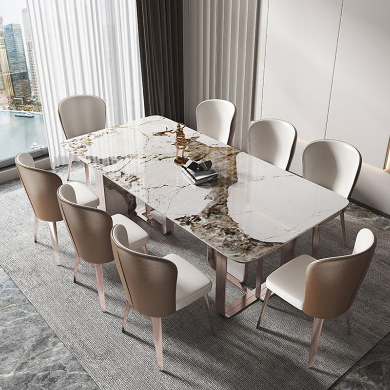 Luxurious 1/4/5/7 Pieces Rectangular Dining Set Sintered Stone Top Dinette Table Set