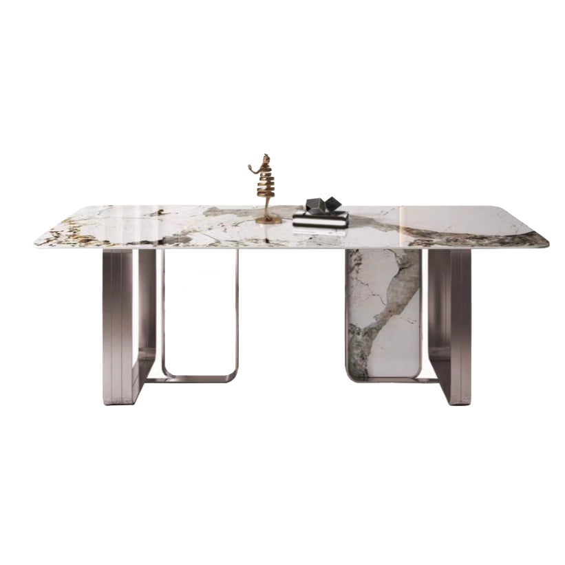 Luxurious 1/4/5/7 Pieces Rectangular Dining Set Sintered Stone Top Dinette Table Set