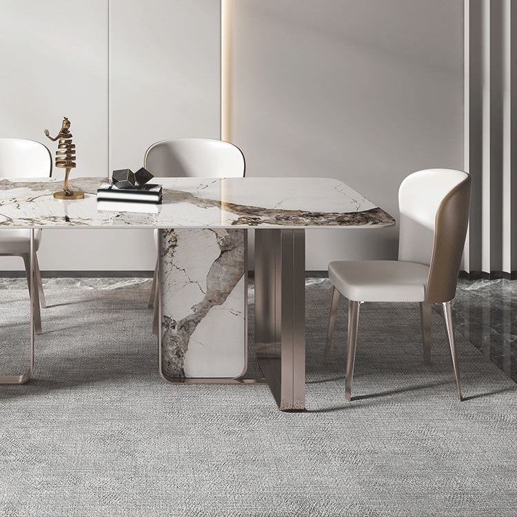 Luxurious 1/4/5/7 Pieces Rectangular Dining Set Sintered Stone Top Dinette Table Set