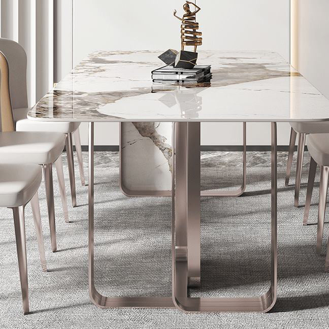 Luxurious 1/4/5/7 Pieces Rectangular Dining Set Sintered Stone Top Dinette Table Set