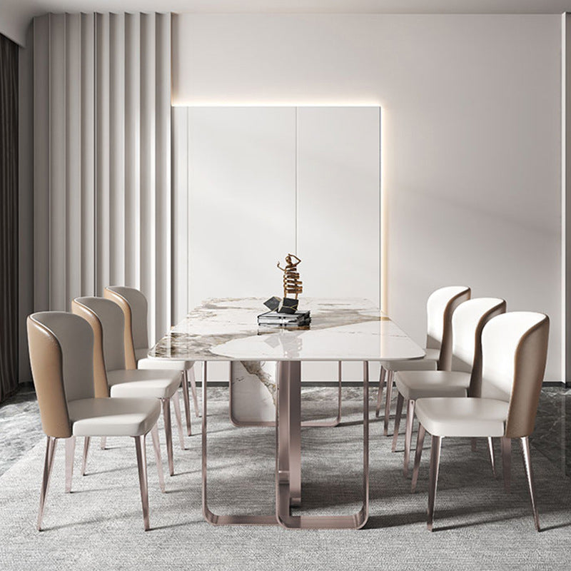 Luxurious 1/4/5/7 Pieces Rectangular Dining Set Sintered Stone Top Dinette Table Set