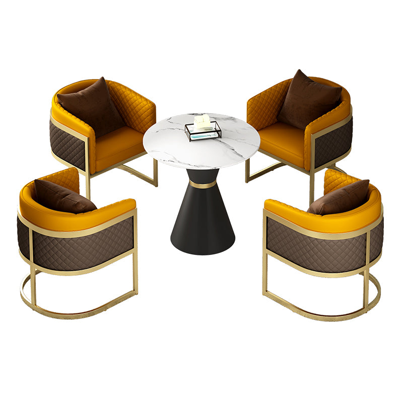 Glam Sintered Stone Dining Set Round 1/2/5 Pieces Dining Table Set for Home Use