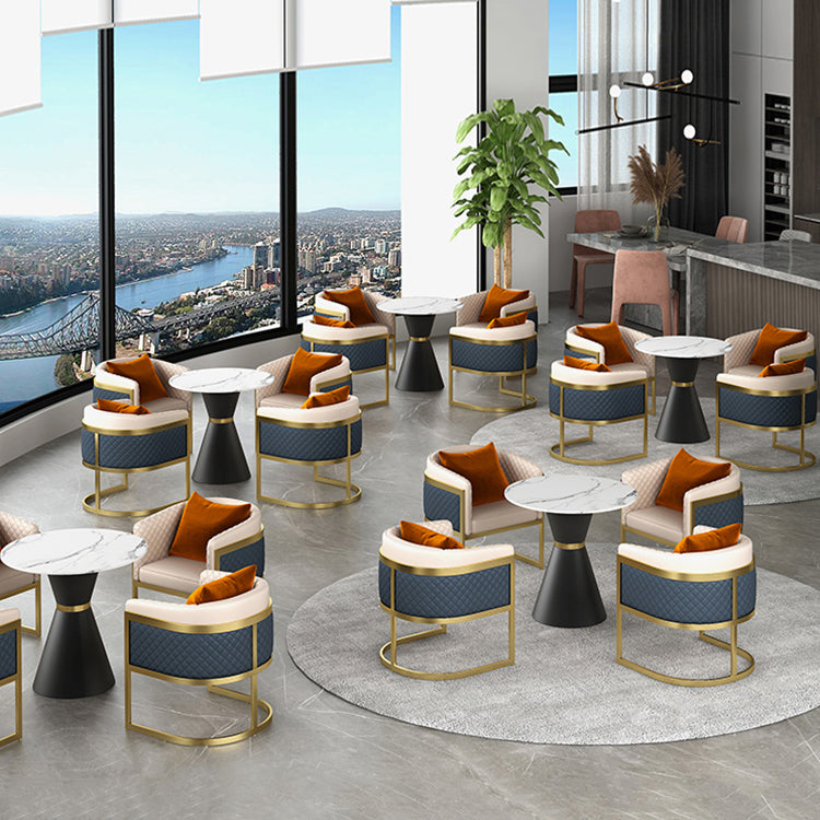 Glam Sintered Stone Dining Set Round 1/2/5 Pieces Dining Table Set for Home Use