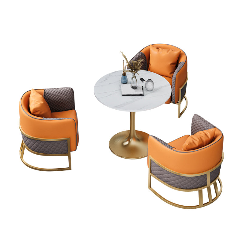 Glam Style Sintered Stone Dining Set Round 1/4/5 Pieces Dining Table Set for Home Use